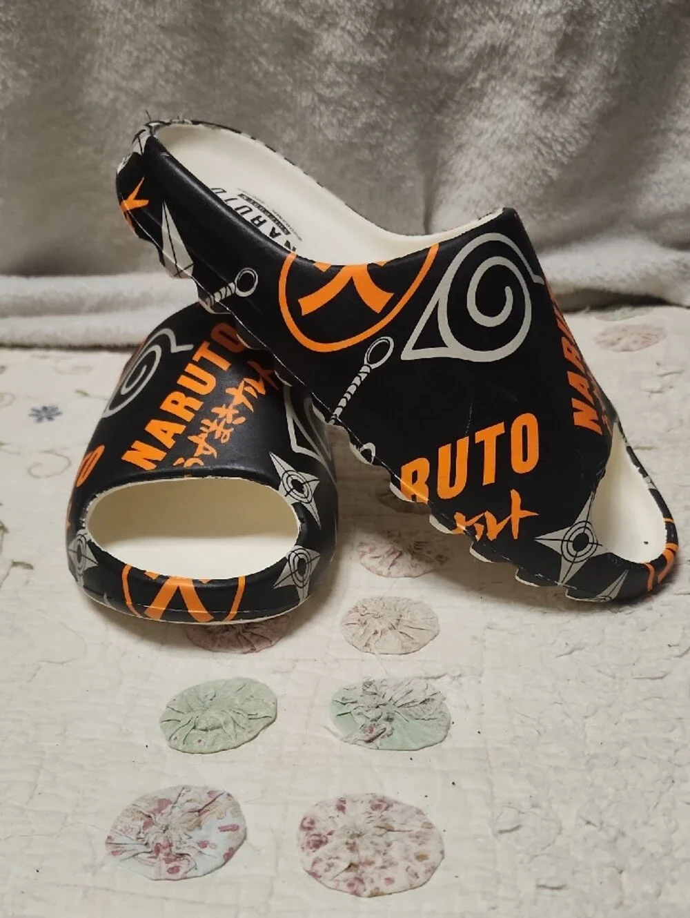 Naruto Black & Orange Slide Sandals for Men